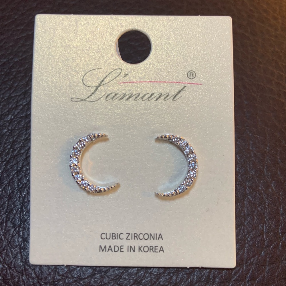 NWT Lamant Crescent Cubic Zirconia Earrings